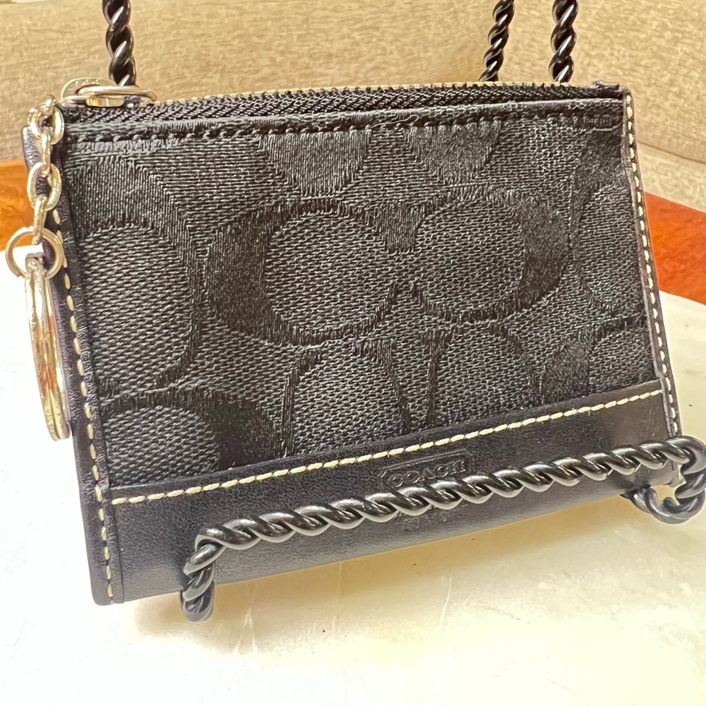 Coach Black Signature Pattern Wallet and Card Holder - Picture 10 of 11